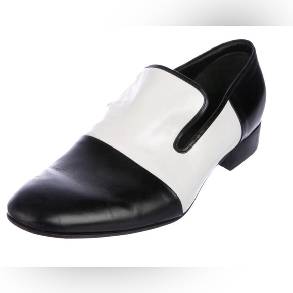 CELINE Vintage Phoebe Philo Era Black and White Loafers Size 10 - Picture 3 of 5